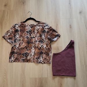 Zara oversized t-shirt in size medium and one shoulder tank in size small